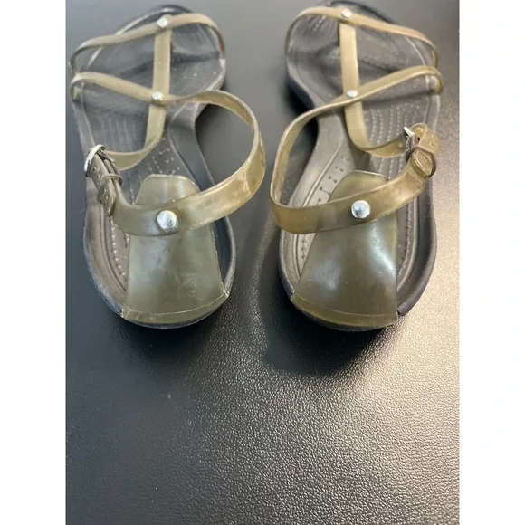 Crocs Sandals Brown Women 7 Gladiator Isabella Strappy Jelly Vacation Beach Stud - Picture 5 of 10